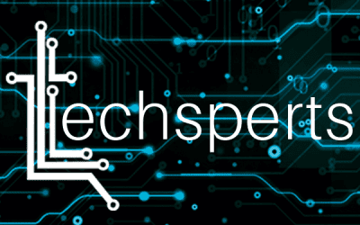 black and teal circuit with techsperts written on top